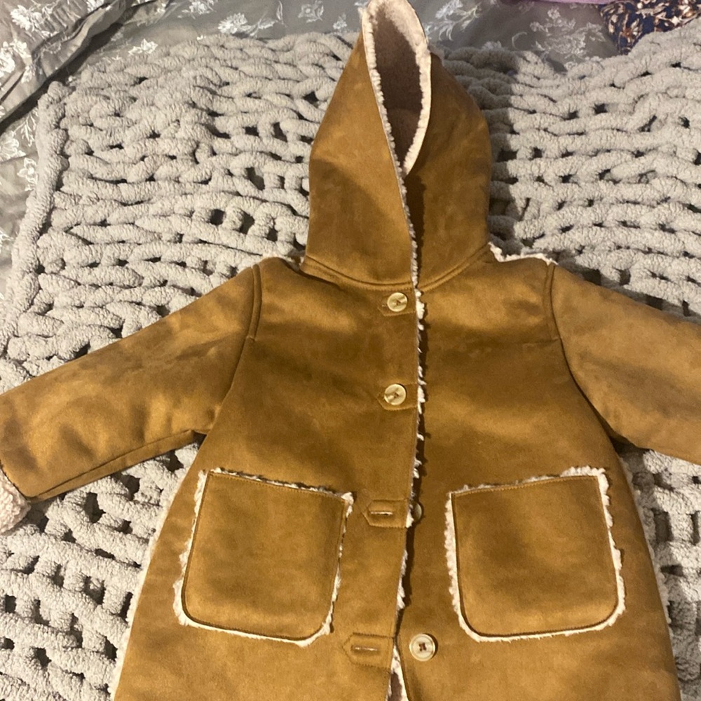 Girl Faux suede hooded coat size 4-5.